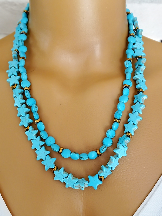 TURKUAZ İKİLİ KOLYE