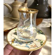 Glazze Porselen Tabaklı Kristal 6 lı Çay set