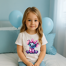 Stitch Fiyonklu Sevimli Tasarım – Çocuk Tişörtü