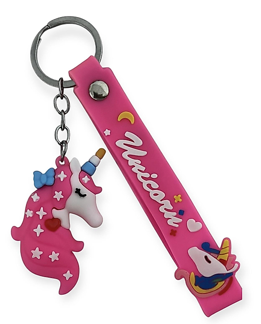 3 Boyutlu Koyu Pembe Unicorn Anahtarlık