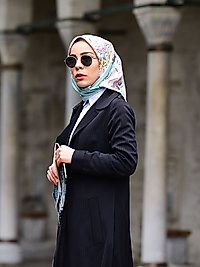 Motif Desenli Twill İpek Eşarp