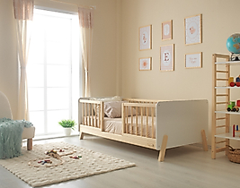 Suny - MDF Başlıklı Orta Kapılı Yuvarlak Çıtalı Karyola