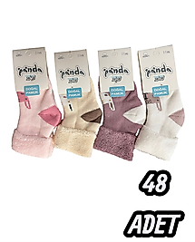 Bebek Panda Havlu Kıvrık Patik 48 Adet