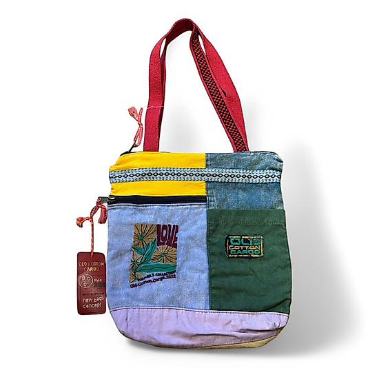 Old Cotton Cargo Vintage Renkli Etnik Orta Boy Günlük Kadın Kol Omuz Çantası 27CM x 33CM