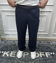 Diagonal Baggy Kumaş Pantolon Lacivert - Sprf4084