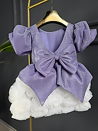 Kız Çocuk Fiyonk Detaylı Tasarım Elbise