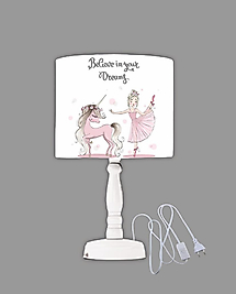 Minibabyrooms Unicorn ve Balerin Desenli Ahşap Oyma Ayak Abajur