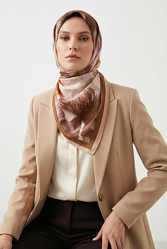 Spring Eşarp Pastel Çiçekli Desen Yeni