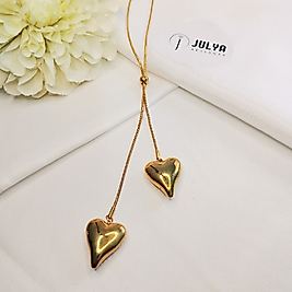 ÇELİK GOLD KARARMAZ PAZLANMAZ KALPLİ  5O+5 CM ZARİF KOLYE