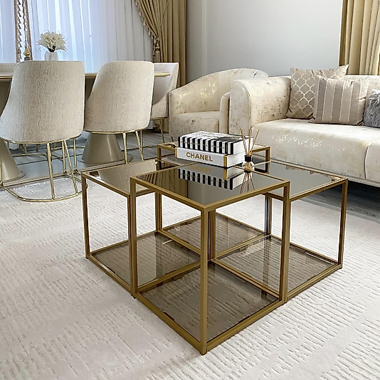 MAT GOLD PRAMİD ORTA ÜST BRONZ AYNA ALT BRONZ CAM