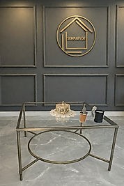 ESKİTME KAPLAMA ÇİFT KAT ORTA SEHPA ŞEFFAF CAM