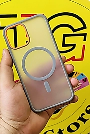 İphone 13 - 14 Uyumlu Magsafe Filtre Detaylı Gri Telefon Kılıfı