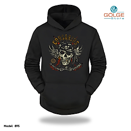 Motorcu Model Slimfit Kapüşönlu Hoodie Erkek kadın Sweatshirt