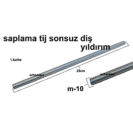 SAPLAMA TİJ SONSUZ CİVATA ROT 25CM M10 RAF KISA KUVETLİ
