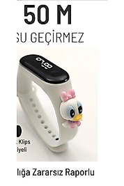 Beyaz Ördek Figürlü Su Geçirmez Dokunmatik Led Ekranlı Çocuk Ve Genç Akıllı Kol Saati