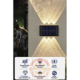 Güneş Enerjili Dekorasyon Aydınlatma Aplik 6 Ledli 1 Adet
