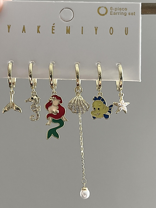 Yakemiyou 6’lı Deniz Kızı Küpe(çelik değildir)