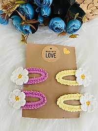 Miracix MRC05TK El Yapımı Kız Bebek Ve Çocuk Örgü Papatya 4’lü Çıtçıt Toka Seti