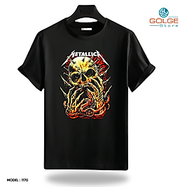 Rock and Roll & Metallica Tarzı Baskılı Oversize Unisex Tişört