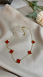 KIRMIZI YONCALI KOLYE PASLANMAZ ÇELİK VC MODEL