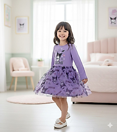 Kuromi 2-8 yaş uzun kollu Elbise