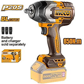 INGCO CIWLI20851 Kömürsüz Akülü Somun Sıkma 1/2'' 20V 4.0Ah