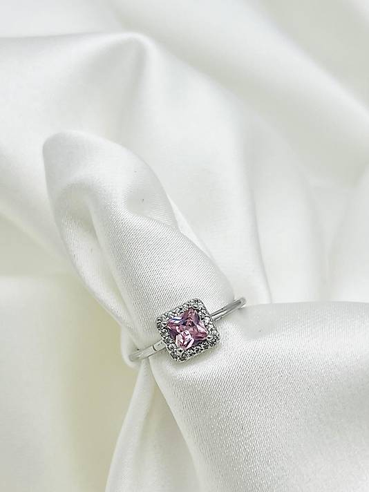Çelik Silver Pembe Kare Yüzük