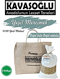 Kavasoğlu Yerli Yeşil Mercimek 1500gr Jüt Doğal Çuval