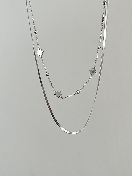 Çelik Silver 2’li Birleşik Kutup Yıldızı Kolye