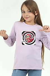 Kız Çocuk Uzun Kollu Bisiklet Yaka "Ramazan Süper Kahramanları Yardımsever" Baskılı Tişört Mevsimlik Pamuklu