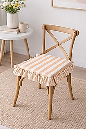 Somon Çizgili Fırfırlı Marin Sandalye Minderi