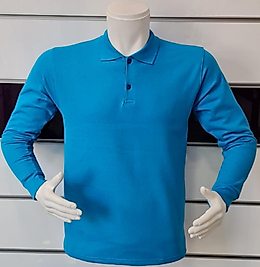 POLO YAKA UZUN KOL T-SHIRT PAMUK PENYE TURKUAZ