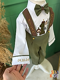 Erkek Çocuk Yeşil Salopet Takım - Safari 1 Nakışlı