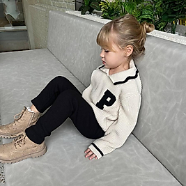 Şerit Detaylı Triko Kazak Alt Fitilli Taytlı İkili Takım