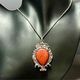 Kırmızı Jasper Taşı Çelik Kolye