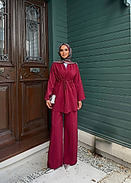 Taşlı Modal Takım Bordo