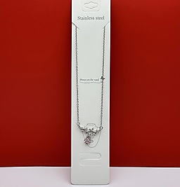 Pembe taşlı figürlü kolye silver