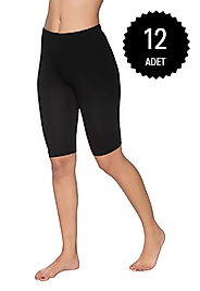 Gümüş 4032 Kadın Likralı Kısa Tayt Siyah 12 li Paket