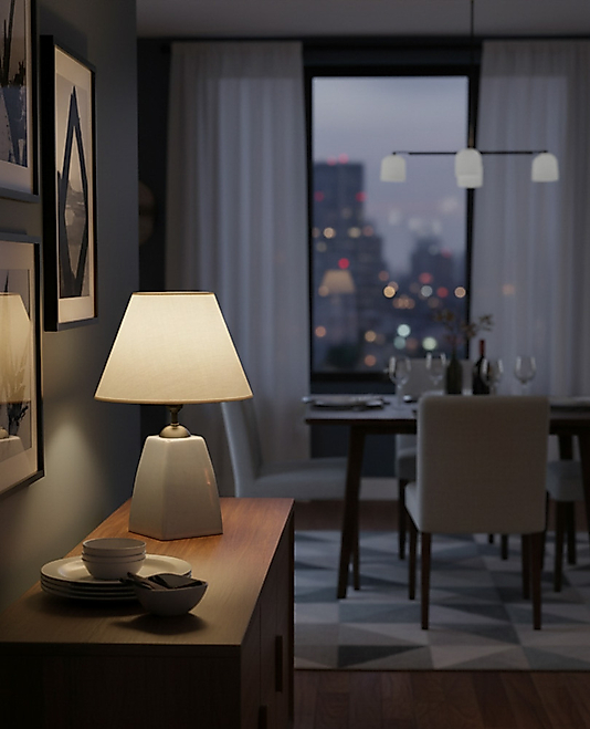 Dekoratif Kare Prizma Beyaz Abajur AB055