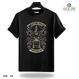 Motorcu Tarzı Baskılı Oversize Unisex Tişört