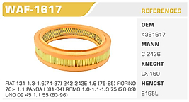 HAVA FİLTRESİ FIAT 131 1.3-1.6(74-87) 242-242E 1.6 (75-85) FIORINO  76> 1.1 PANDA I (81-04) RITMO 1.0-1.1-1.3 75 (78-89)  UNO 09 45 1.1 55 (83-96) TOFAŞ 1600