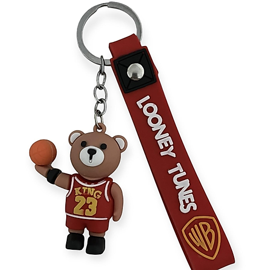 3 Boyutlu Kırmızı Basketbolcu Ayıcık Anahtarlık