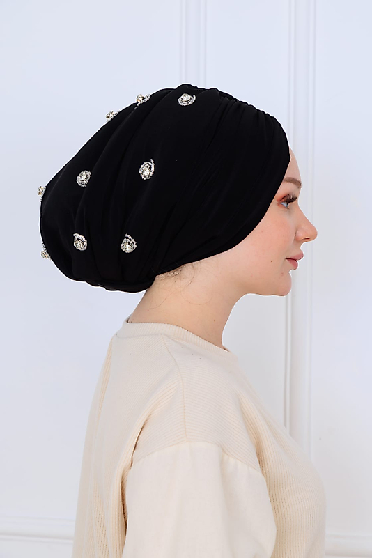 drapeli dolgulu el işlemeli bone