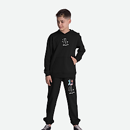 Erkek Çocuk Sırt Baskılı Siyah Alt Üst Takım