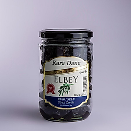 Elbey Kara Dane Özel Üretim Kuru Sele Siyah Zeytin 500 GR