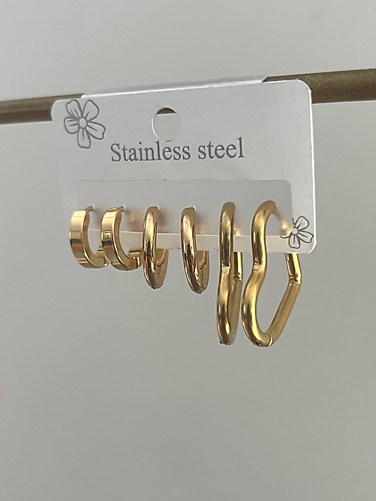 Çelik 6’lı Kalp ve Halka Küpe