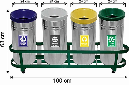 430 KALİTE PASLANMAZ DÖRTLÜ GERİ DÖNÜŞÜM SETİ ( KDV DAHİL )