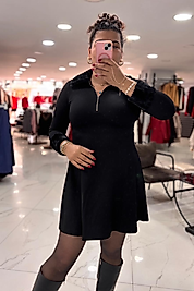 Yaka ve Manşet Kürk Detaylı Elbise