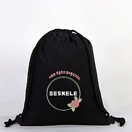 "Her İşin Başı Besmele" Baskılı Ham Bez Sırt Çantası %100 Pamuk Krem