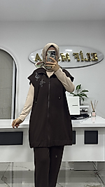 NOSHE YELEKLİ TAKIM KAHVERENGİ